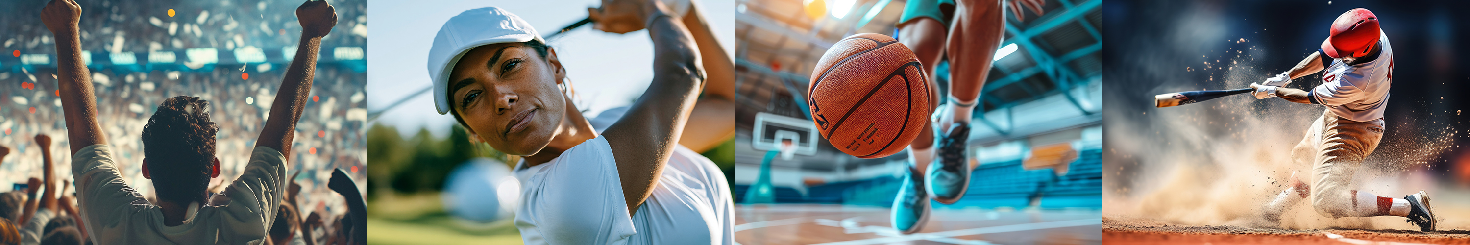 A collection of images showing athletes playing sport